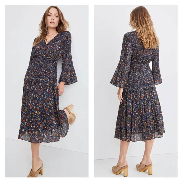 Veronica Beard Shireen Pleated Floral Midi-Dress Ink color Size 2 NWOT Romantic - Picture 7 of 15